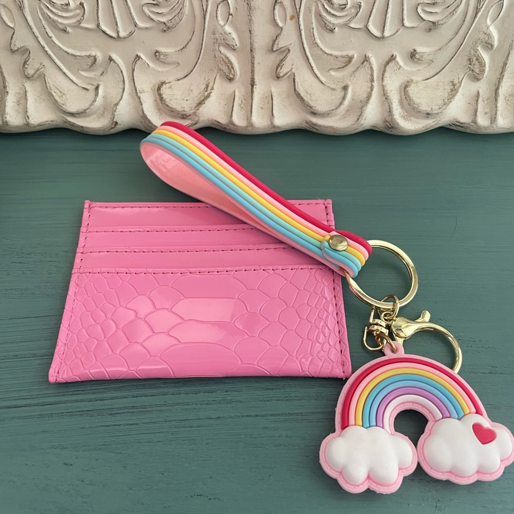Super Cute Summer Rainbow Card Wallet and Keychain